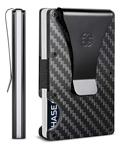 Suavell Slim Metal Wallet for Men - Minimalist Tactical Wallet - RFID Blocking Card Holder w Money Clip - Thin, Smart Wallet - Front Pocket Wallet - Aluminum Credit Card Holder (Black Element 2.0)