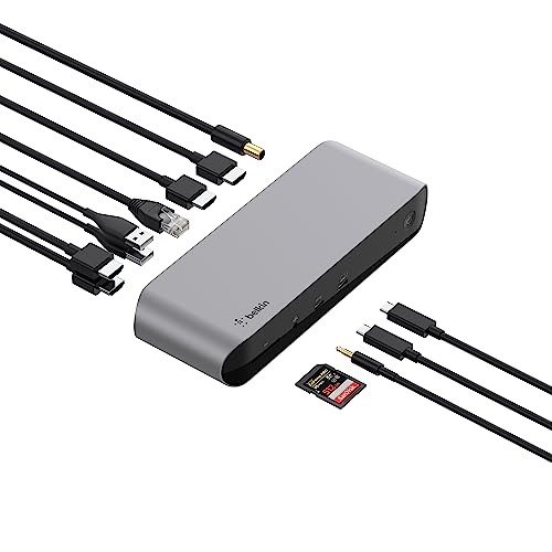 Belkin Thunderbolt 4 Docking Station, USB-C Hub Docking Station for MacBook & Window w/ 90W Power Delivery, Single 8K or Dual 4K Display, Thunderbolt 4 Cable Included, HDMI, Ethernet, SD & Audio Ports