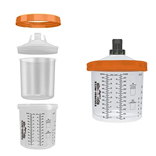 Finish-Rite Coatings Disposable Paint Cup Set 600ML 50 Lids & Liners w/Hard Cup (Compare to 3M PPS 16000)