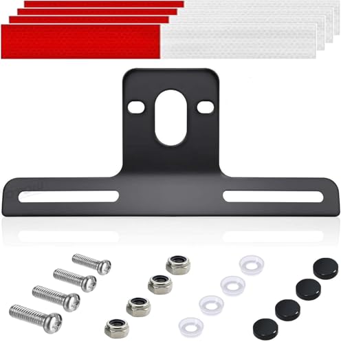 OTOW Steel License Plate Holder Bracket and Light Mount for Trailers, Trucks, Cars, Certain Motorcycles with Mounting Screws, Reflective Sticker
