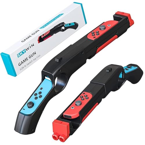 Skywin Gun Controller for N-Switch JoyCons - Compatible with Nintendo Switch Gun Shooting Games (Black)