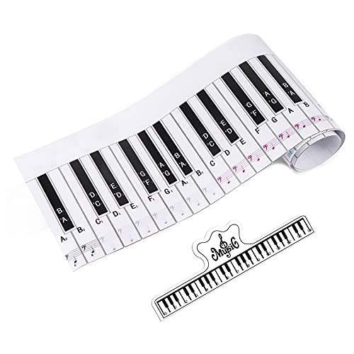 BENBO 88 Key Keyboard Piano Finger Simulation Practice Guide Teaching Aid Note Chart with 1 Music Book Clip, Portable Waterproof Electronic Piano Exercise Cardboard for Beginner Student
