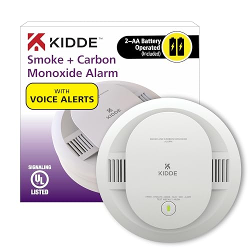 Kidde Smoke & Carbon Monoxide Detector, AA Battery Powered, Voice Alerts, LED Warning Light Indicators