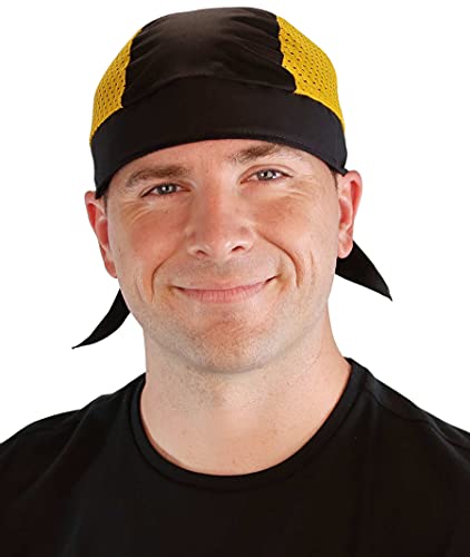 Sparkling EARTH Yellow and Black All Over Airflow Skull Cap Doo Rags Do Rag Durag Headwrap Head Wraps Skullie - 100% Cotton - Made in The USA!