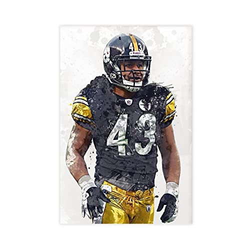 BAWEE Poster Troy Polamalu Poster Canvas Poster Wall Art Decor Print Picture Paintings for Living Room Bedroom Decoration Unframe: 12x18inch(30x45cm)