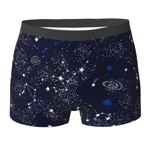MZERSE Men's Boxer Briefs Cool Underwear Compatible with Zodiac Constellation Galaxy Starry Night Stars Glow In The Dark Midnight, Comfortable and Breathable Trunks for Daily Sports Athletic