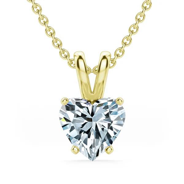 The Diamond Deal VS1-VS2 Clarity .33CT(1/3 Cttw) Cttw Lab-Grown Heart Shape Solitaire Diamond Pendant Necklace Womens Girls |14k Yellow Gold with 18' chain