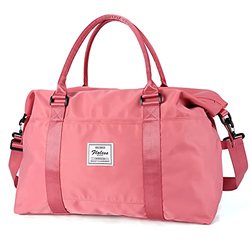 Travel Duffel Bag,Sports Tote Gym Bag,Shoulder Weekender Overnight Bag for Women with Toiletry Bag,Roral Red Large