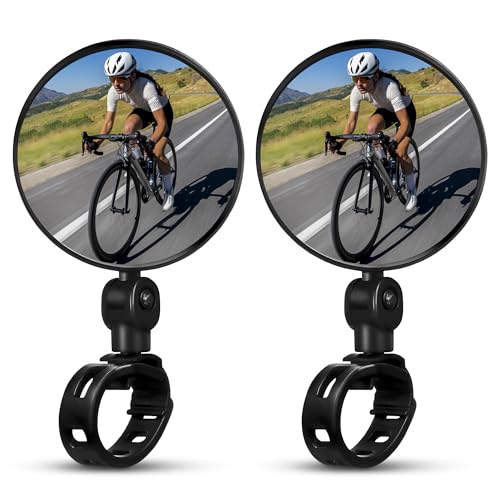 2 Pcs Bike Mirrors for Handlebars - Rear View Mirror Bike Mirrors for Adult Bikes Mountain Bike Handlebar Mirror - Rotatable Mirrors DIY Fixed Gear Bike Handlebars Road Convex Mirror Outdoor