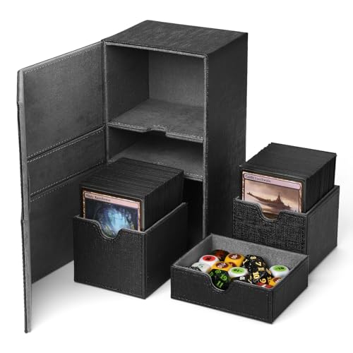 Scimi X-Large Commander Premium Double Deck Box for 200+ Sleeved Cards ProTwin FlipDeckCase with 3 Tray Fits MTG/TCG/CCG (Elegant Cross Pattern)