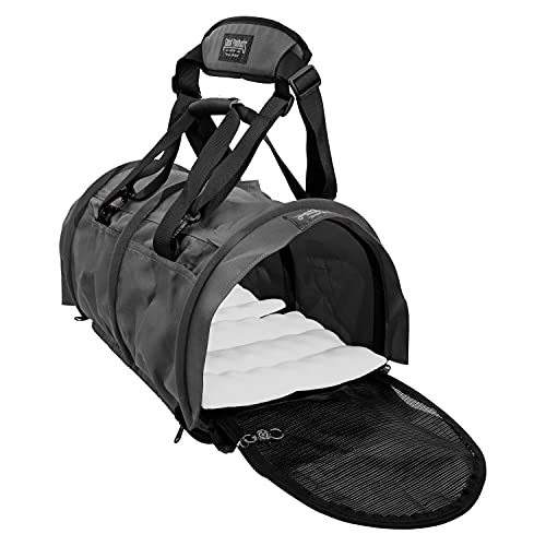 Divided SturdiBag X-Large Pet Carrier: Compartment for 2 Pets, Flexible Height for Cat and Dog Soft Sided with Safety Clips and Seatbelt Straps | Smoke, 20' x 16' x 12' (PN: SB3D-PRO-SM)