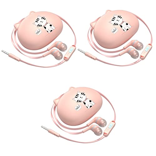 UKCOCO 3pcs Universal Wired Headset Cute Earbuds Wired Ear Phones in-Ear Earphone Ear Buds Wired Cat Earbuds High Sound Quality Earphones Microphone Child Silicone Ear Caps Telephone