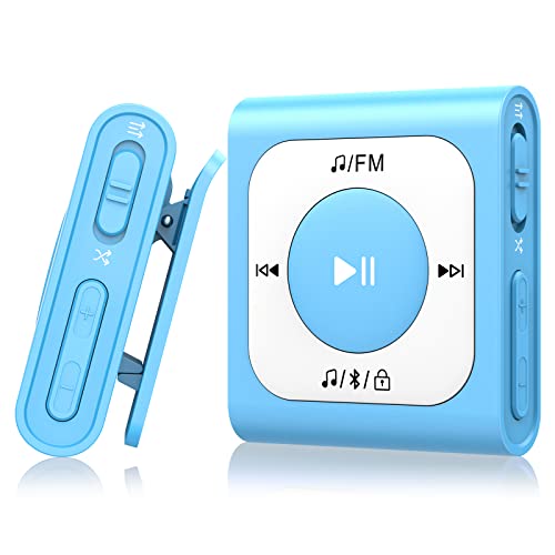 64GB Clip MP3 Player with Bluetooth, AGPTEK A51PL Portable Music Player with FM Radio, Shuffle, No Phone Needed, for Sports