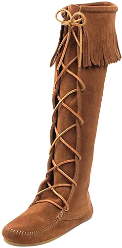 Minnetonka Women's Front Lace Knee High Boots 10 M Brown