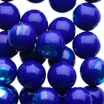 Czech Druk Beads 8mm Opaque Cobalt AB 25 Pieces for Jewelry Making and DIY Crafts