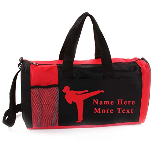 Personalized Kids 18 Inch Sport Duffel Bag With Custom Name & Text - Martial Arts Female