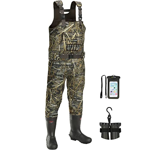 TIDEWE Chest Waders with Boot Hanger, Hunting Waders for Men Next Camo Evo with 600G Insulation, Waterproof Cleated Neoprene Bootfoot Wader, Insulated Hunting & Fishing Waders (Size 11)