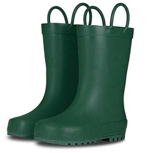 Lone Cone Elementary Collection - Premium Natural Rubber Rain Boots with Matte Finish for Toddlers and Kids, Leap Frog Green, Big Kid 4
