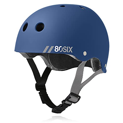 80Six Dual Certified Kids Bike, Skate, and Scooter Helmet, Navy Matte, Medium/Large - Ages 14+
