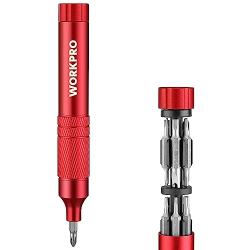 WORKPRO 24-in-1 Precision Screwdriver, Pen Style Multi-Bit Screwdriver, Glasses Screwdriver with S2 Steel Small Screwdriver Bits, Ideal for Eyeglass, Watch, Laptop, Phone, Jewelry and Electronics, Red