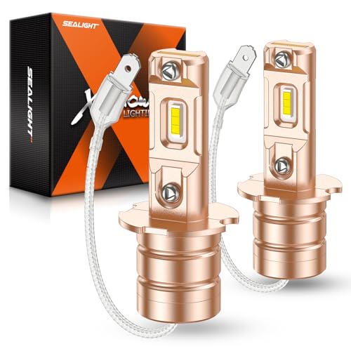 SEALIGHT H3 LED Bulbs Fog Light Bulbs,10000LM 6500K Cool White, 600% Brightness H3 LED Bulb Light for Fog Lamp, DRL, Ultra-High Heat Dissipation Performance, Pack of 2
