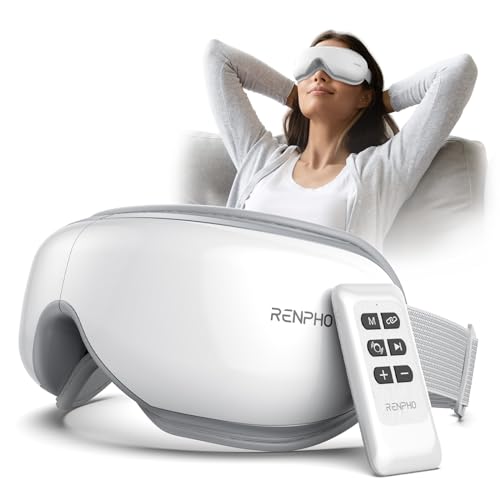 RENPHO Eyeris 1 - Eye Massager for Migraines with Remote, Heat, Compression, Bluetooth, Heated Eye Massage Mask, Eye Care Device for Reduce Eye Strain, Dark Circles, Dry Eyes, Birthday Xmas Gifts