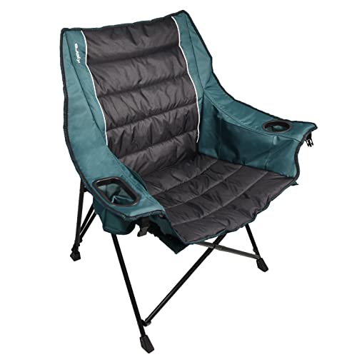 Kijaro Quilted Club Adult Camping Chair Features Comfortable Quilted Polyester Fabric and Built-in Internal Storage Pockets
