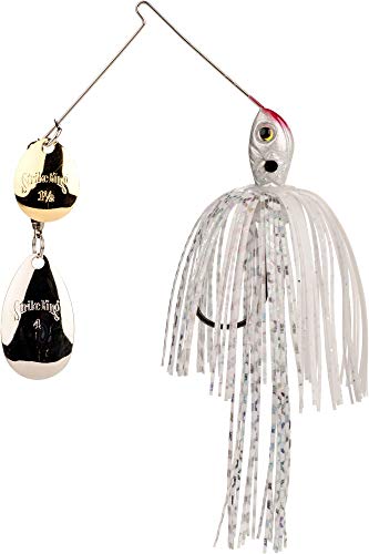 Strike King (LMM316CI-204GS) Lil' Mr Money Spinnerbait Colorado Indiana Fishing Lure, 204 - White, 3/16 oz, Large Indiana Blade and Small Colorado Blade