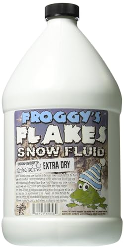 Froggy's Flakes Snow Machine Fluid, Extra Dry Formula Snow Fluid with 30 Feet Float/Drop, 1 Gallon
