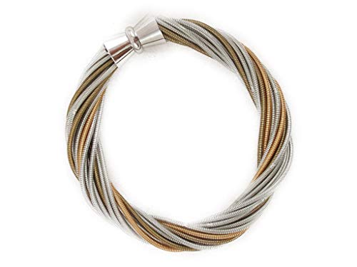 20 Strand Twisted Piano Wire Bracelet Bronze,Silver, Gold and Charcoal