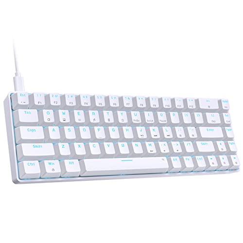DIERYA T68SE 60% Gaming Mechanical Keyboard,Ultra Compact Mini 68 Key with Red Switches Wired Keyboard,Anti-Ghosting Keys, for Windows Laptops and PC Gamers,White