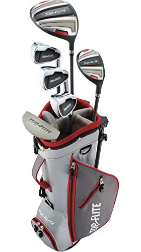 Top Flite 2019 Kids' 9-Piece Complete Set – (Height 53” and Above)-Grey/Red-Right Hand