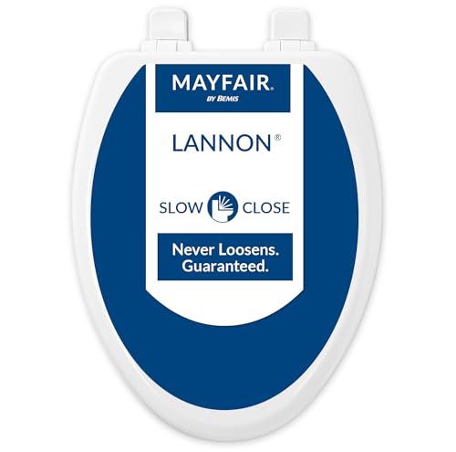 MAYFAIR 1843SLOW 000 Lannon Toilet Seat will Slow Close and Never Loosen, ELONGATED, Durable Enameled Wood, White
