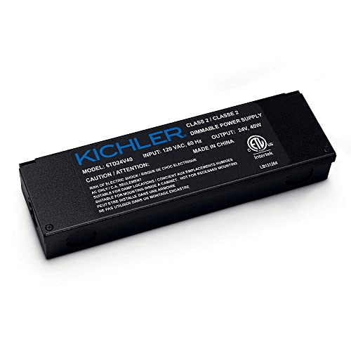 Kichler 24V 40W LED Dimmable Power Supply for Cabinet Light, (8.75' L x 2.5' W x 1.5' H), 6TD24V40BKT