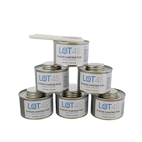 Lot45 Buffet Food Warmers for Parties, 6-Pack - 6 Hour Chafing Dish Fuel Cans - Catering Food Warmers Buffet Heating Food Warmer Party Canned Heat Burner with Bonus Lid Openers