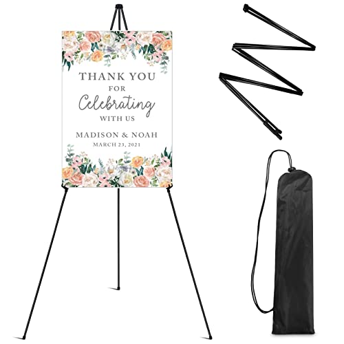 RRFTOK Easel Stand for Display,63'' Instant Easel,Art and Crafts, Foldable Portable Ground Easel for Wedding Banner and Poster Display Stand, Easel Display Metal Tripod with Portable Bag.