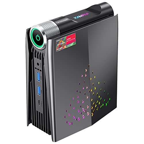 KAMRUI [Gaming PC] Mini PC AMD Ryzen 7 5700U Up to 4.3GHz, 16GB RAM 512GB SSD Small Computer, Radeon Vega 8 Micro Desktop PERF Adjustable, RGB Light, Upgrade Capacity, 4K HDMI DP Type-C