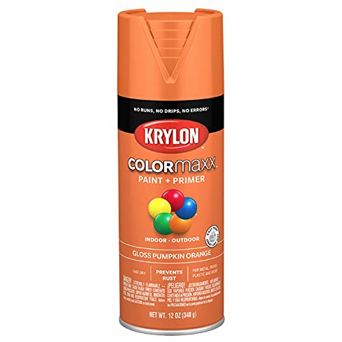 12 oz Krylon K05532007 Pumpkin Orange COLORmaxx Paint & Primer Spray Paint, Gloss