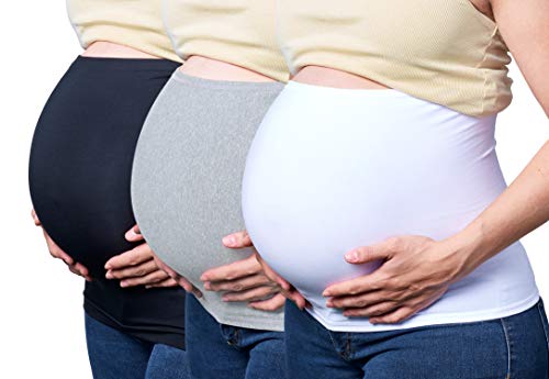 Maddie Moo Belly Bands - Available in 8 Sizes and 7 Colors. Maternity & Postpartum Shirt Extender 3 Packs for All Stages of Pregnancy