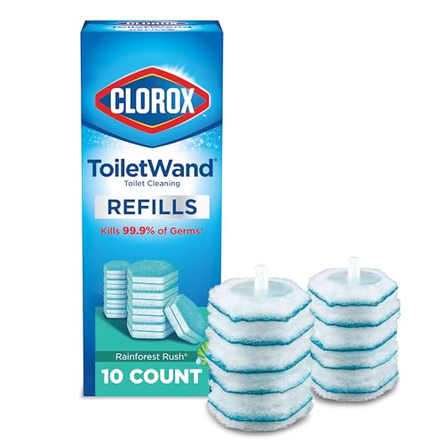 Clorox ToiletWand, Disinfecting Wand Refill Heads - Rainforest Rush, 10 Count (Package May Vary)