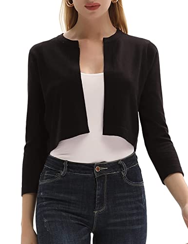 Women Crop Bolero Shrug Jacket for Evening Dress Cropped Cardigan Black L