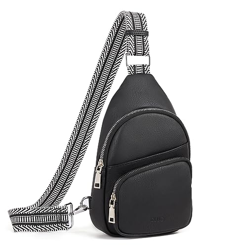CLUCI Small Sling Bag for Women,Vegan Leather Fanny Pack Crossbody Bags for Women,Chest Bag With Guitar Strap