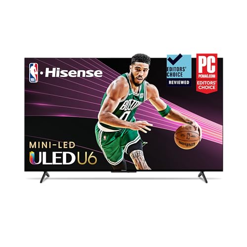Hisense 65-Inch Class U6 Series Mini-LED ULED 4K UHD Google Smart TV (65U6K, 2023 Model) - QLED, Full Array Local Dimming, HDR 10+, VRR Game Mode, 240 Motion Rate, Alexa Compatibility, Black