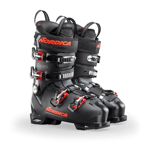 NORDICA Men's Cruise 120 Warm Insulated Adjustable Instep Volume Control All-Mountain Touring Ski Boots, Black/Anthracite/Red, 31.5