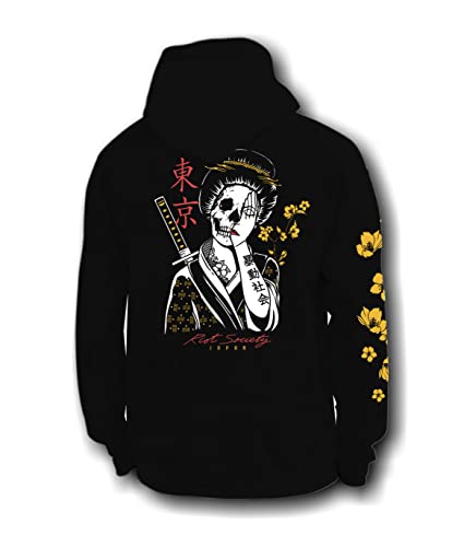 Riot Society Geisha Shame 2.0 Mens Hoodie, Perfect Sweater for the Champion to Wear Into the AM - Black, X-Large