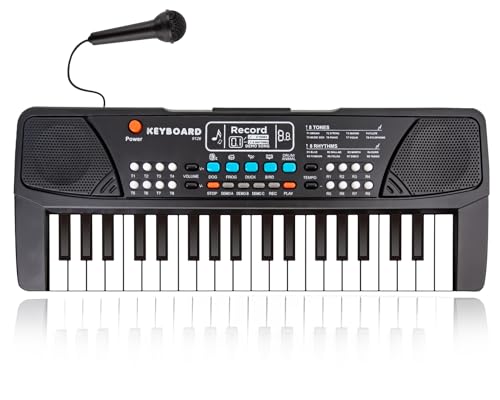 M SANMERSEN Kids Piano Keyboard, Piano for Kids with Microphone Portable Electronic Keyboards for Beginners 37 Keys Musical Toy for 3/4/5/6 Year Old Girls Boys