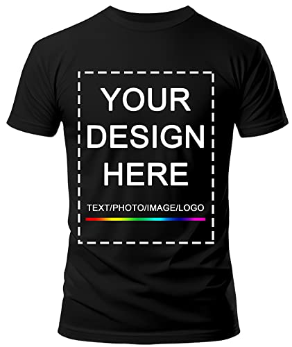KAMKOO Custom T Shirts Men/Women Design Your Own T Shirt Add Your Image Photo/Text Front/Back Black Tshirts Print