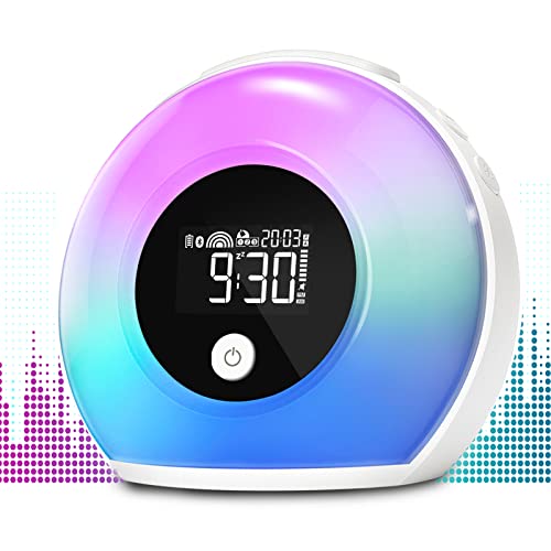 Uplayteck Wake Up Light Alarm Clock with Bluetooth Speaker, Kids Night Light, 4 Level Brightness & Colorful Light, Digital Alarm Clock for Kids, Teen, Bedroom
