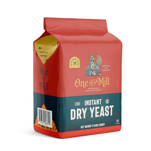 One in a Mill Instant Dry Yeast | 1.1 LB (Pack Of 1) [IMPROVED] Fast Acting Self Rising Yeast for Baking Bread, Cake, Pizza Dough Crust | Kosher | Quick Rapid Rise Leavening Agent for Pastries