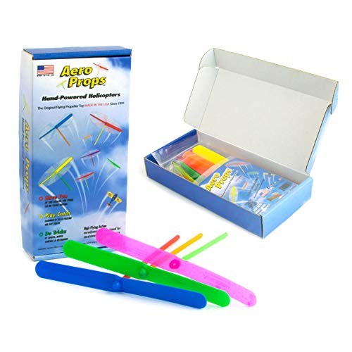 The Original Aero Props - Flying Helicopter Toy - Hand Spinner - Plastic Flying Toys - Spin Copter Hand Toy - Dragonfly Toy - Spin Prop Whirlybird Helicopter - STEM Edu Toy - Made in the USA - 10 Pack